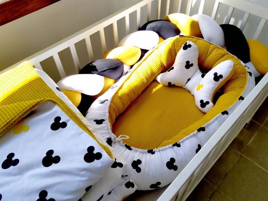 5-elementowa pościel do łóżeczka Waffle Myszka Miki
