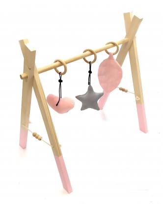 Stojak edukacyjny Baby Gym Róż z zawieszkami Różowy Velvet