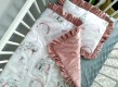 16-elementowa pościel do łóżeczka Velvet Różowe Słoniki z warkoczem